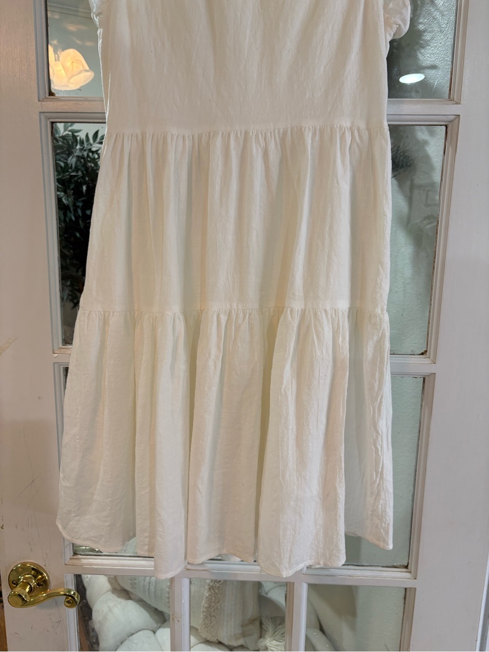 Ces Femme Tiered Ruffle Sleeve Dress | Size Small | White Cotton | Lined | NWOT - Picture 13 of 15